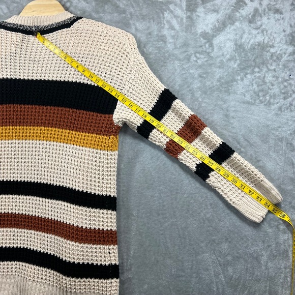 Hem‎ & Thread Sweater Striped Cardigan Open Front Knit Boho Women's Large Comfy - Picture 8 of 11